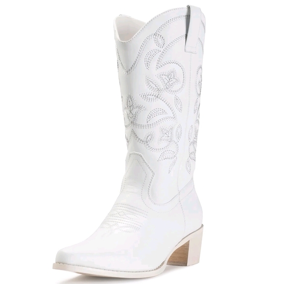 White Embroidered Western Boots - Picture 5 of 5